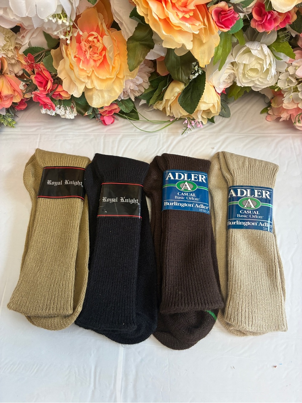 Vintage Men’s Socks 4 Pair Bundle Royal Knight Burlington Adler NOS 10-13 USA